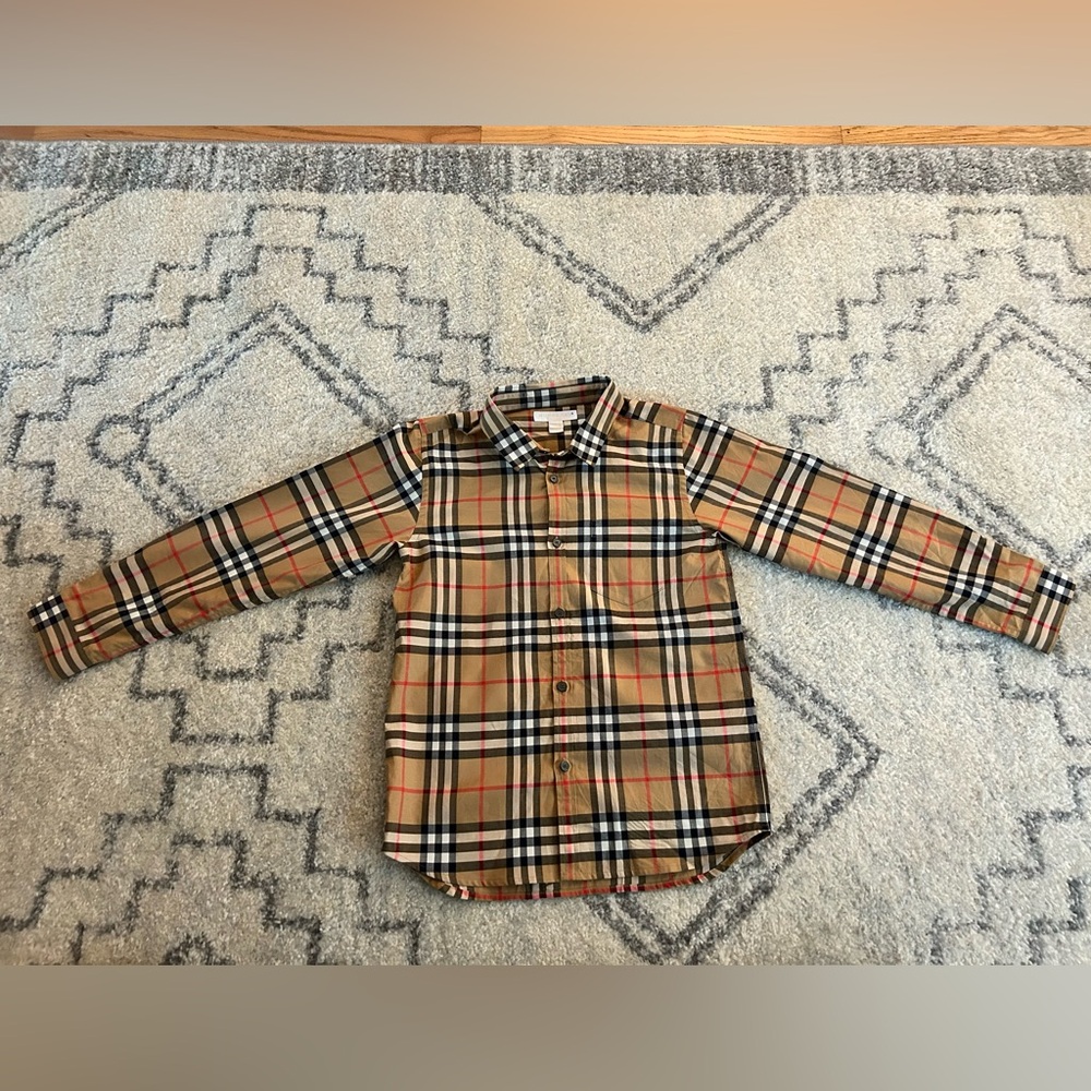Boys Burberry long sleeve button up.
